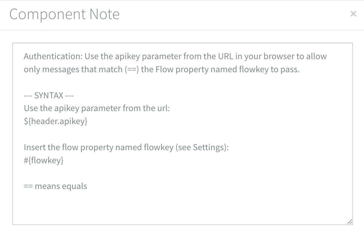 Component note dialog