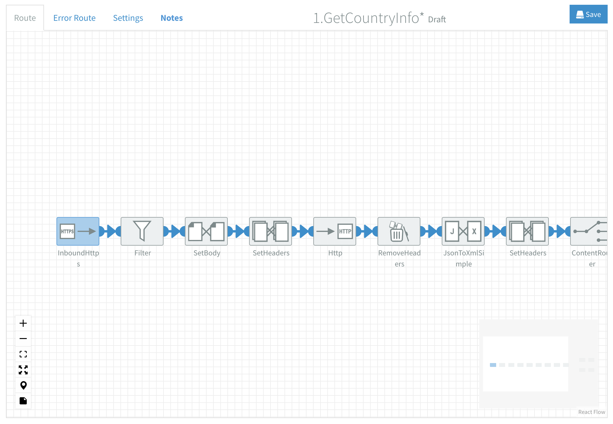 Flow designer canvas