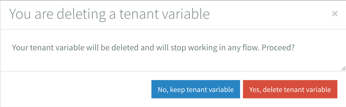 Remove Tenant variable popup